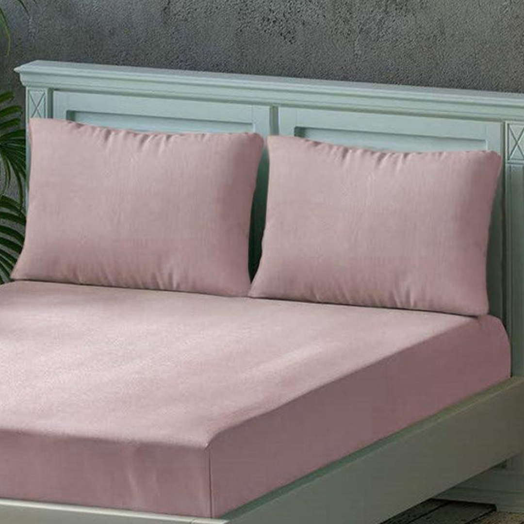 100% Cotton King bedsheet with 2 pillow covers - Pink - Image 2
