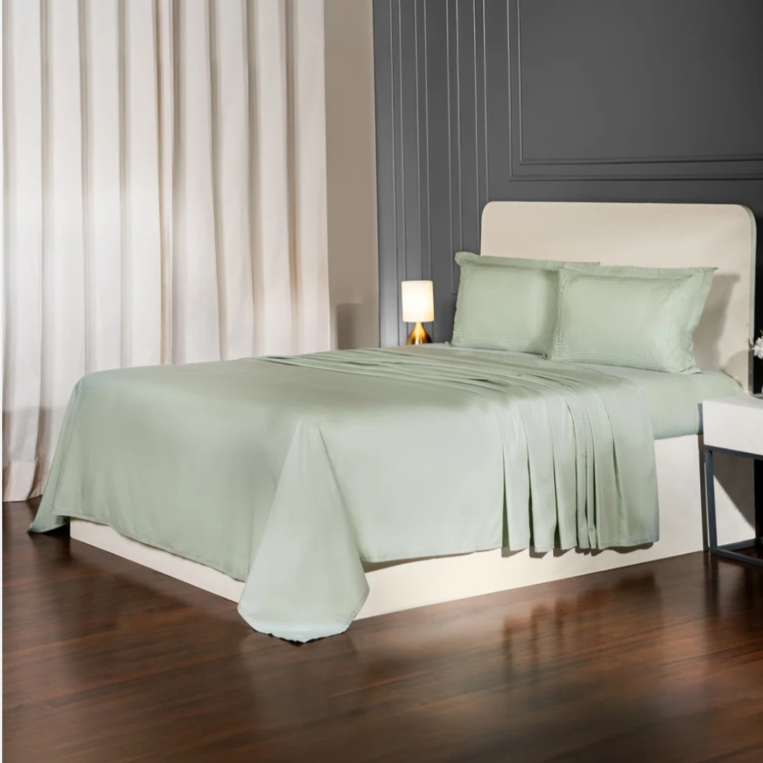 300TC Pure Cotton King bedsheet with 2 pillow covers - Aqua Green