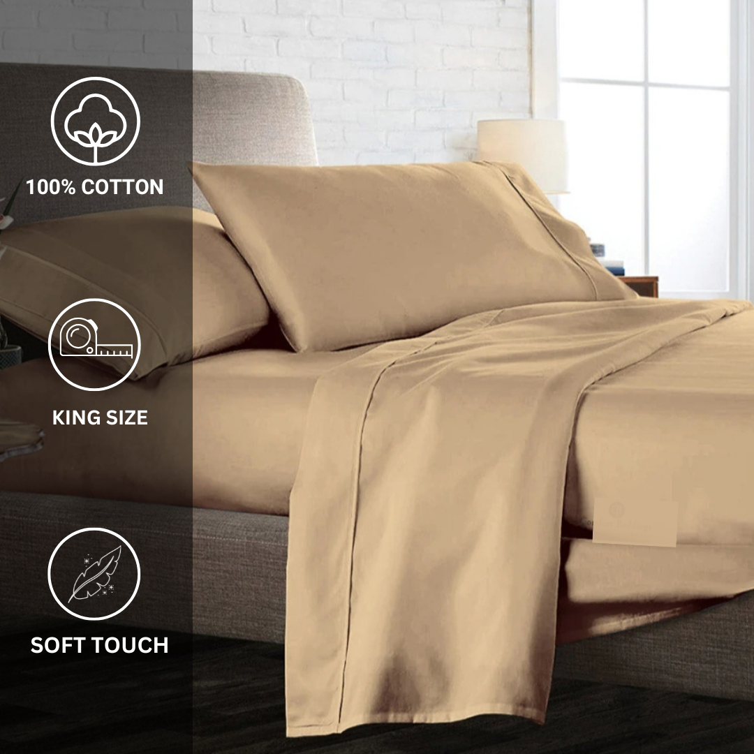 100% Cotton King bedsheet with 2 pillow covers - Grey Orange - Image 3