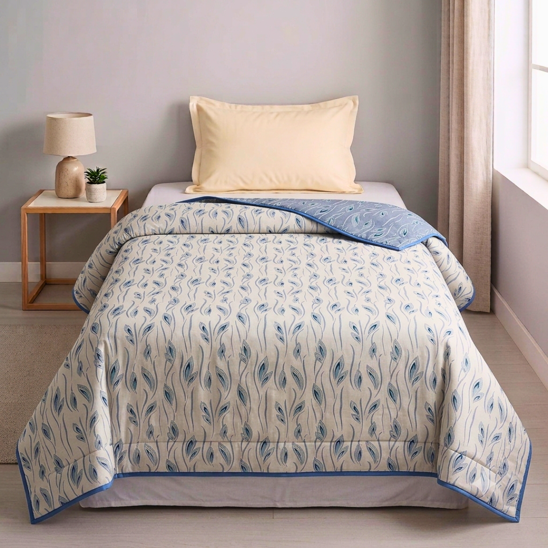 100% Cotton Reversible Single bed AC Dohar - Modern Flora