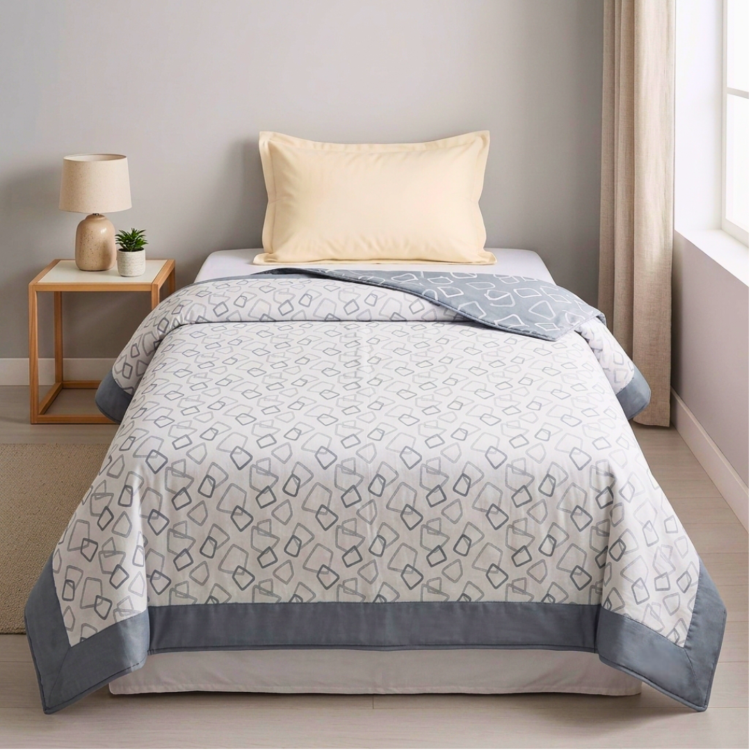 Cotton Reversible Single bed AC Dohar - Arctic Essence