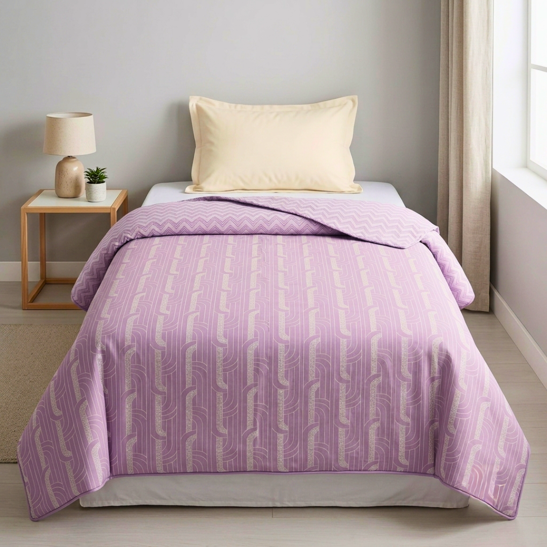100% Cotton Reversible Single bed AC Dohar - Lavender luxe