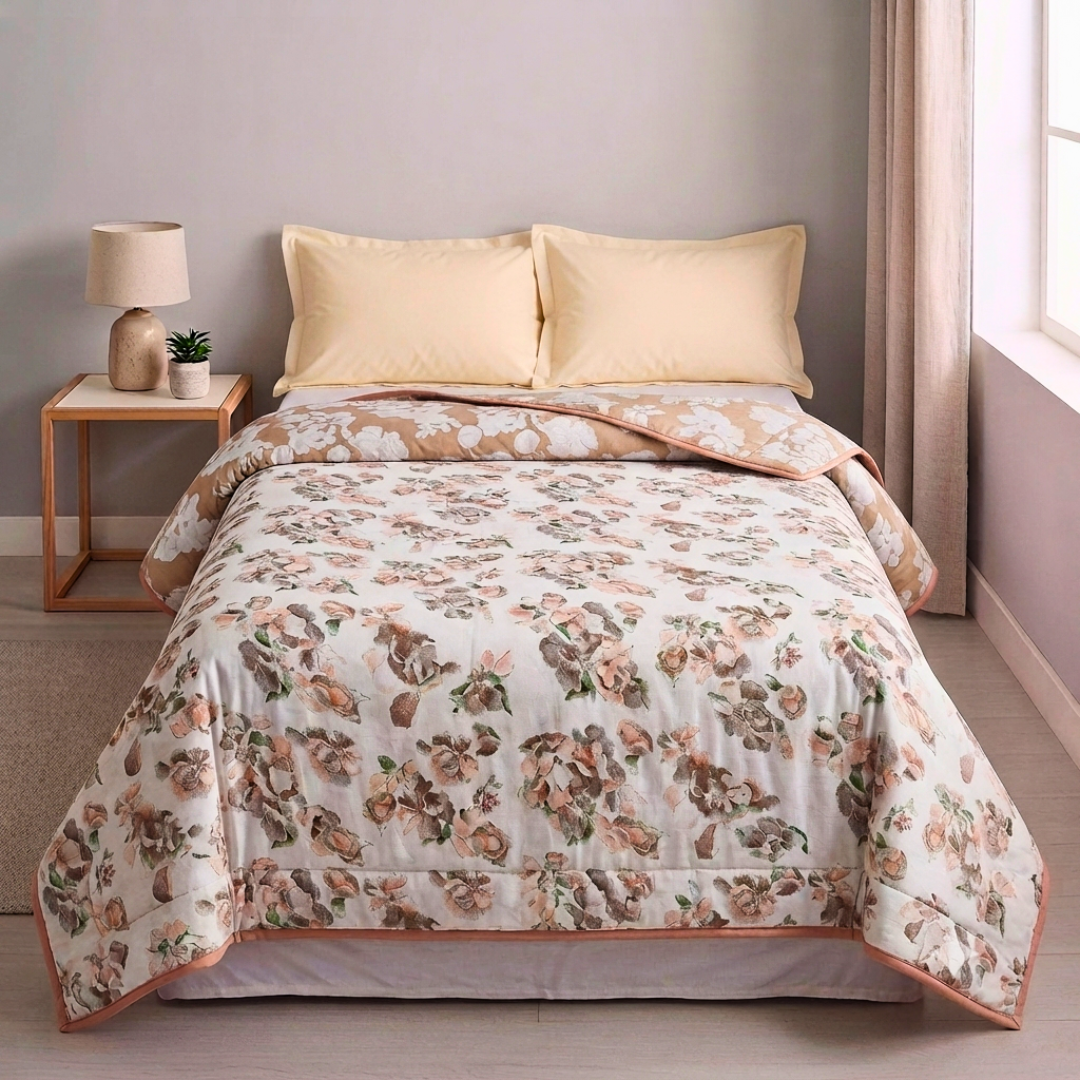 100% Cotton Reversible Double bed AC Dohar - Vintage Blossom