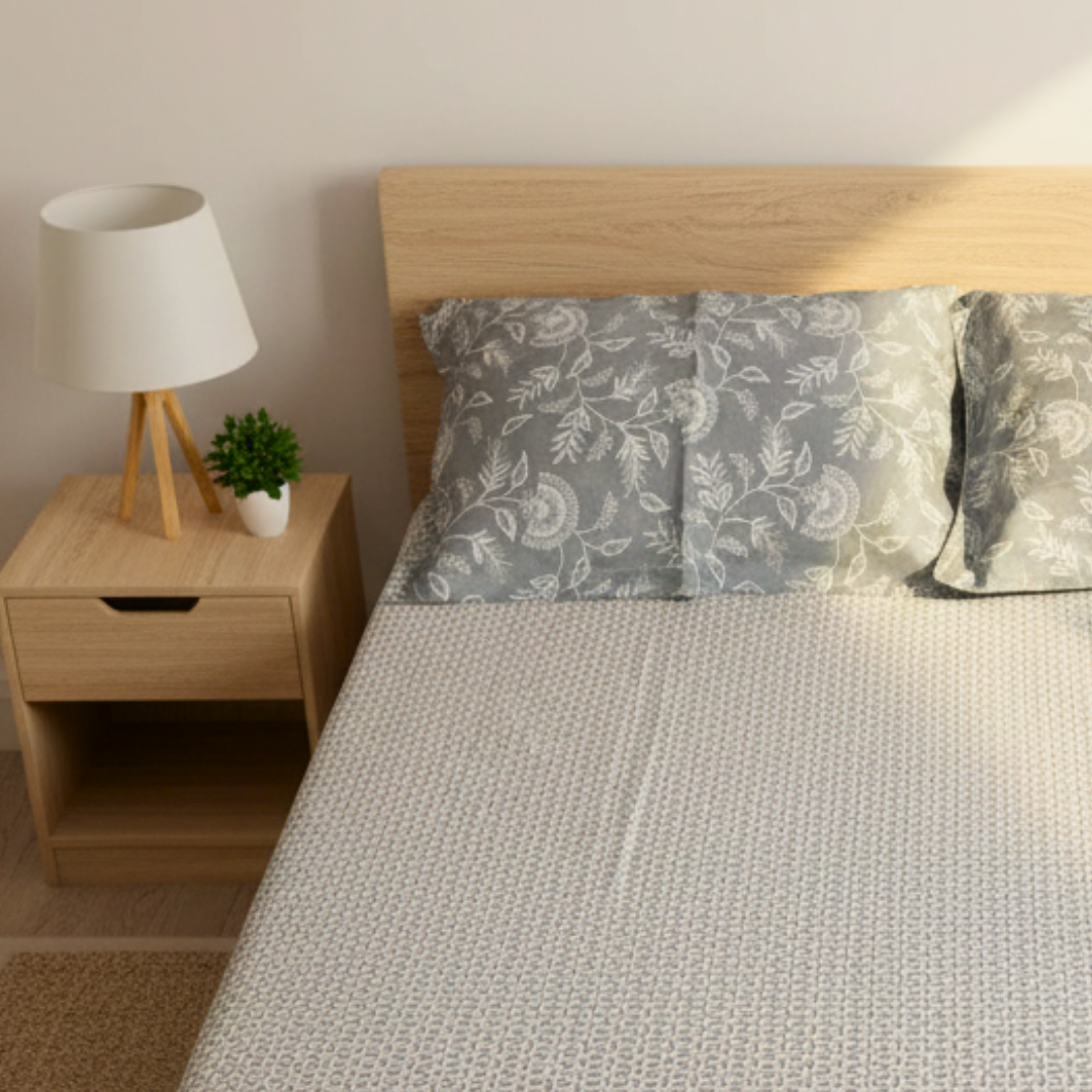 100% Cotton double bedsheet with 2 pillow covers - Blue Bloom - Image 3