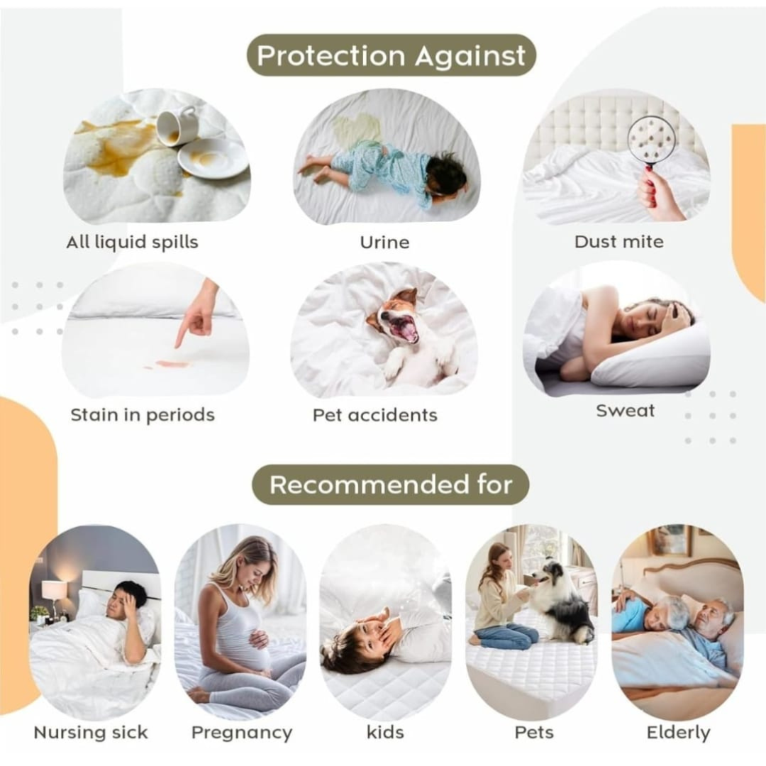 Terry Cotton Waterproof Mattress Protector - White - Image 3