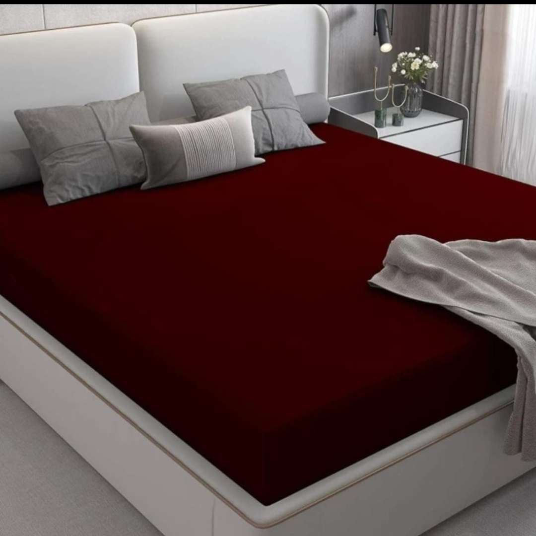 Terry Cotton Waterproof Mattress Protector - Maroon