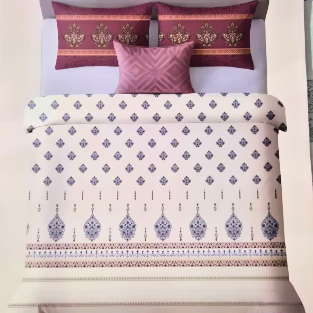 100%Cotton King bedsheet with 2 pillow covers - Royal Charm