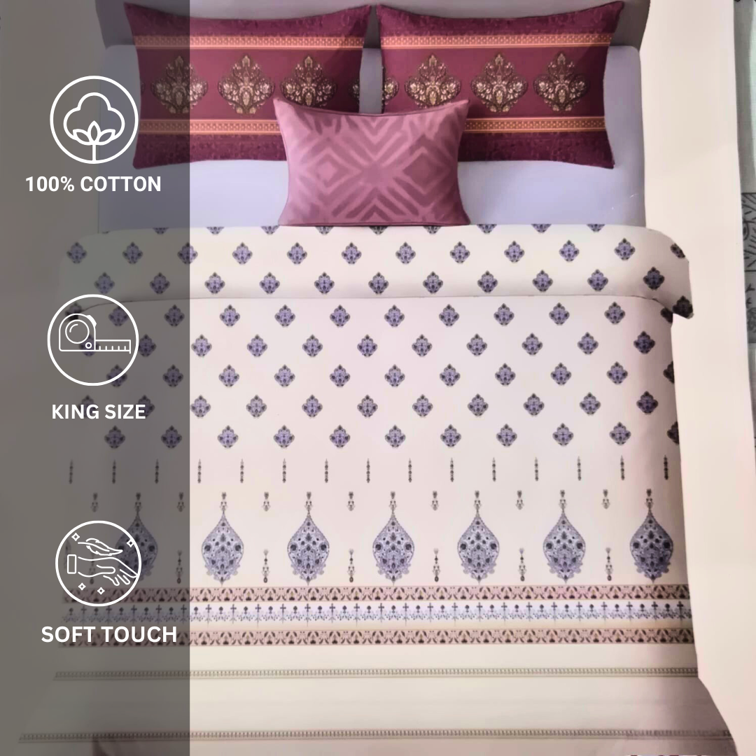 100%Cotton King bedsheet with 2 pillow covers - Royal Charm - Image 5