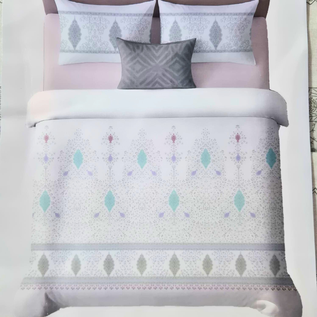 100%Cotton King bedsheet with 2 pillow covers - Aqua Mist