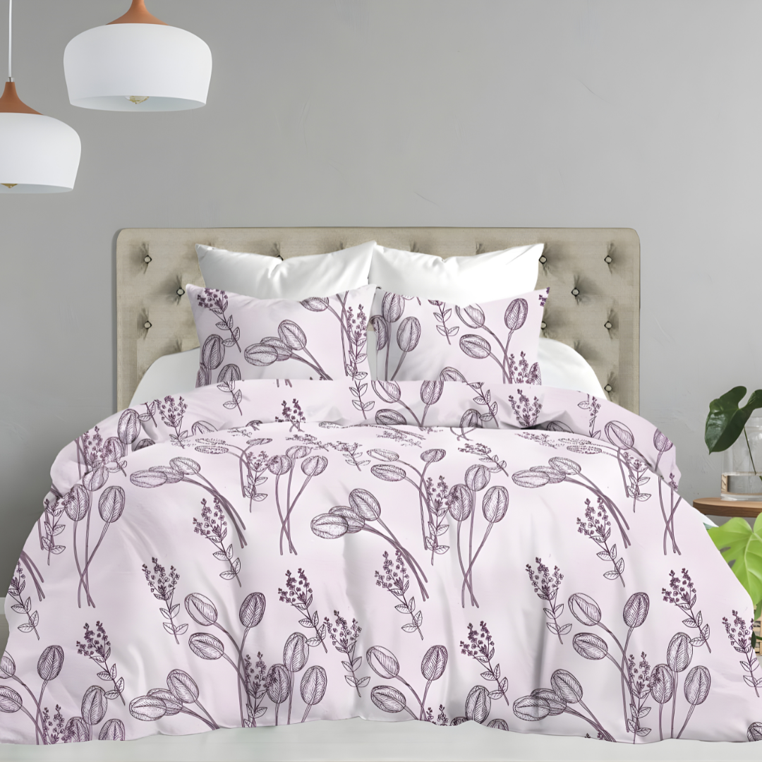 100% Cotton King bedsheet with 2 pillow covers - Purple Haze
