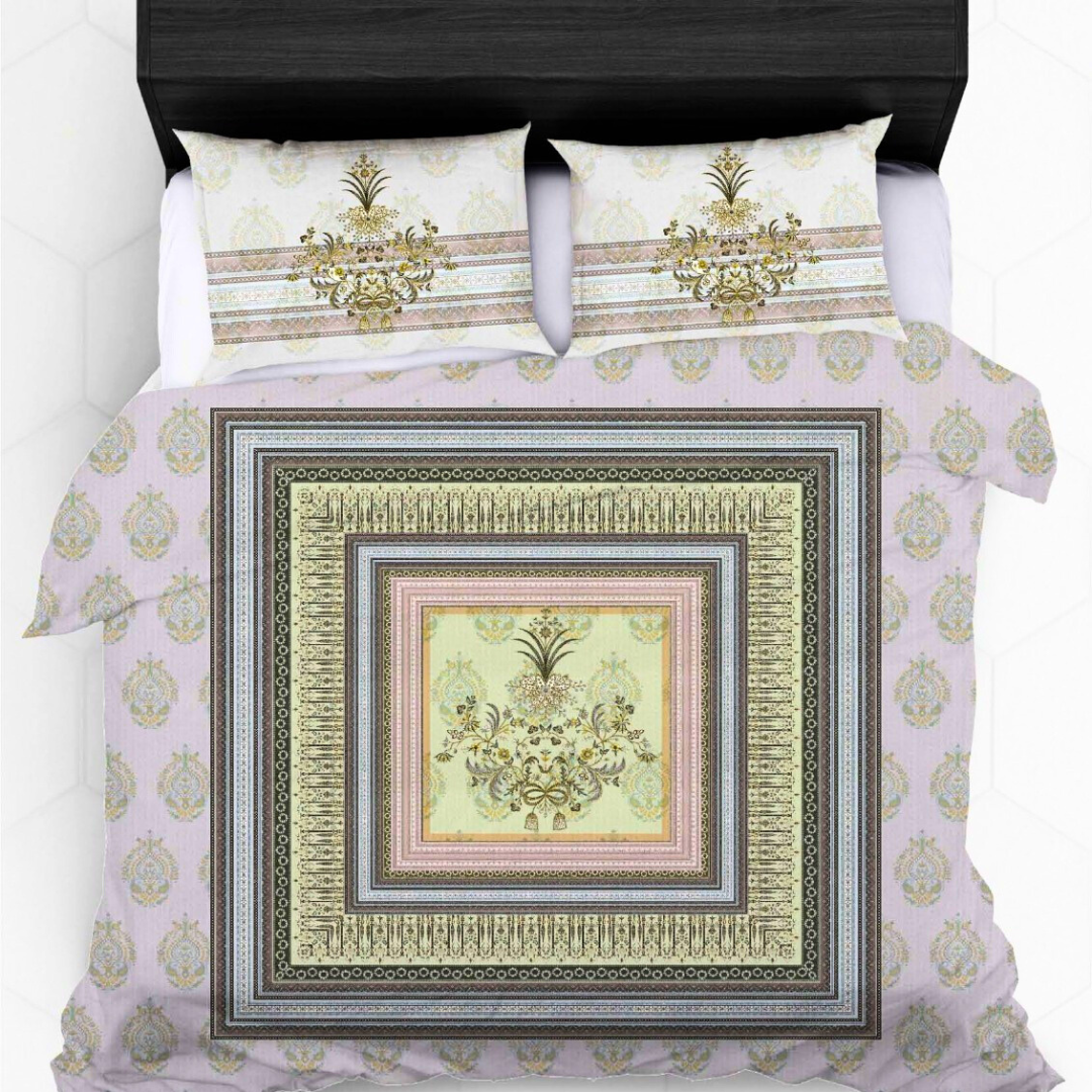 100%Cotton King bedsheet with 2 pillow covers - Royal Heritage