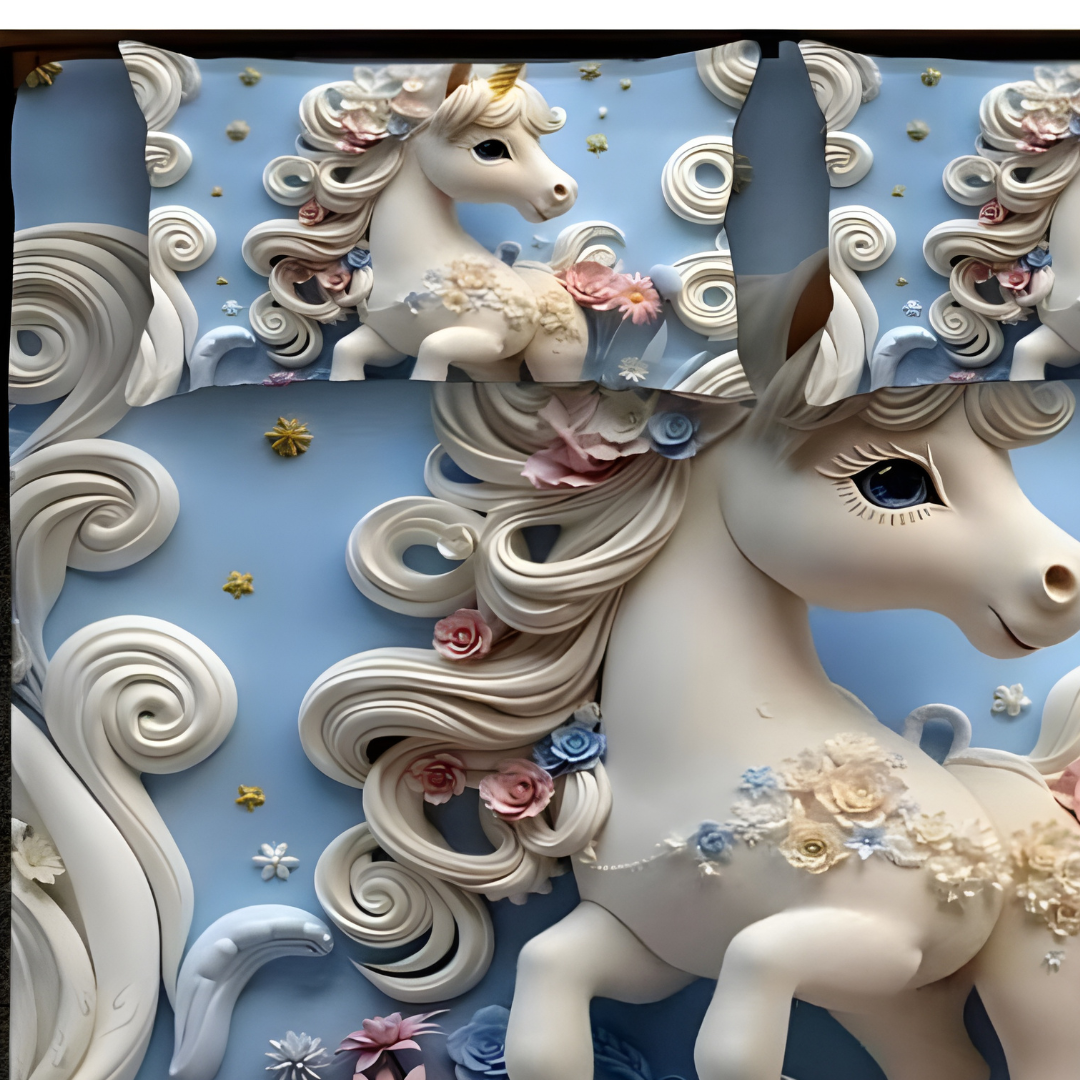 7D Printed Polycot King Bedsheet - Unicorn - Image 2