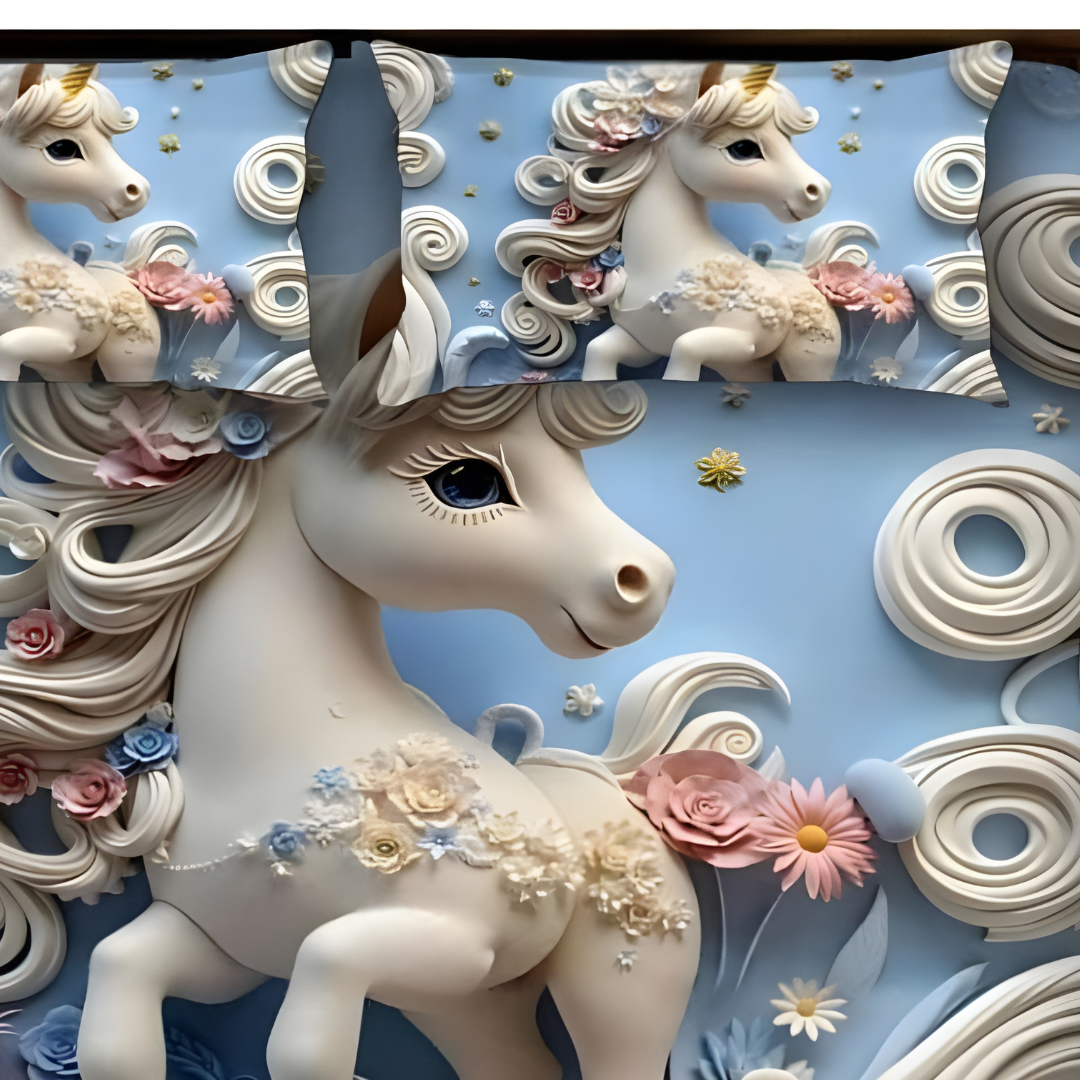 7D Printed Polycot King Bedsheet - Unicorn - Image 3