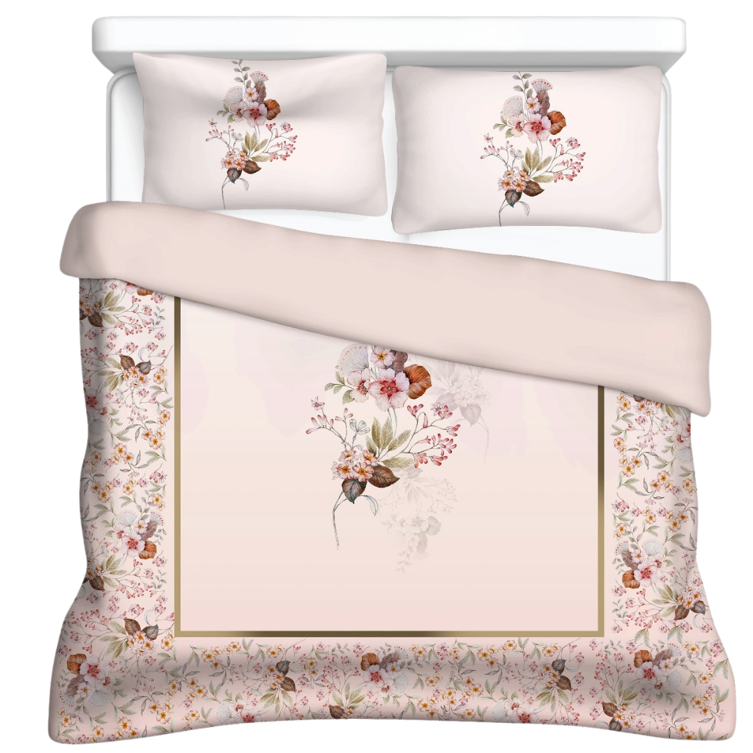 100% Cotton King bedsheet with 2 pillow covers - Floral Garden