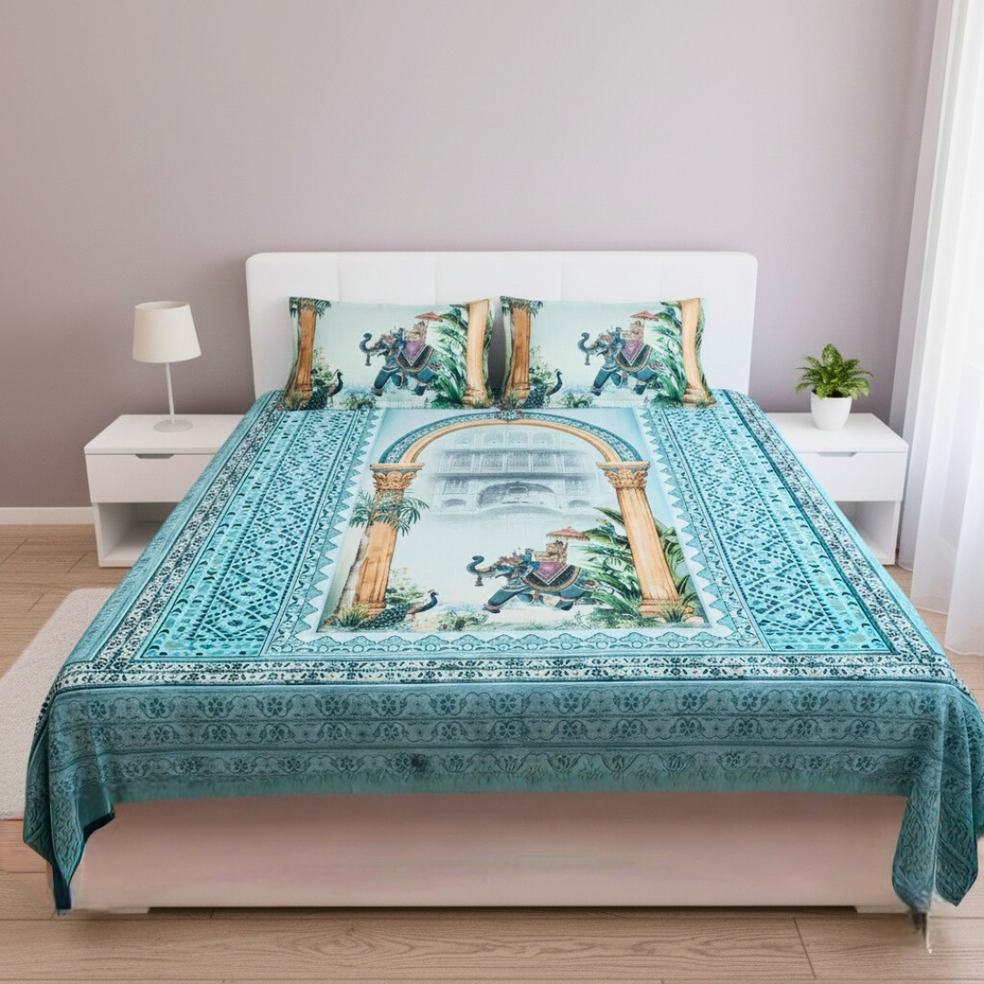 100% Cotton King bedsheet with 2 pillow covers - Royal Charm