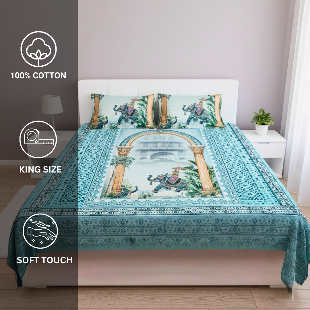 100% Cotton King bedsheet with 2 pillow covers - Royal Charm - Image 6