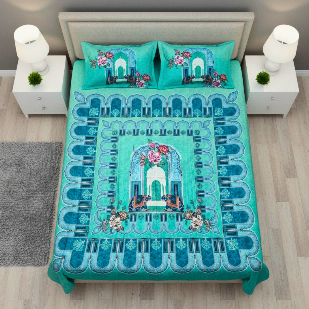 100% Cotton King bedsheet with 2 pillow covers - Heritage Heaven