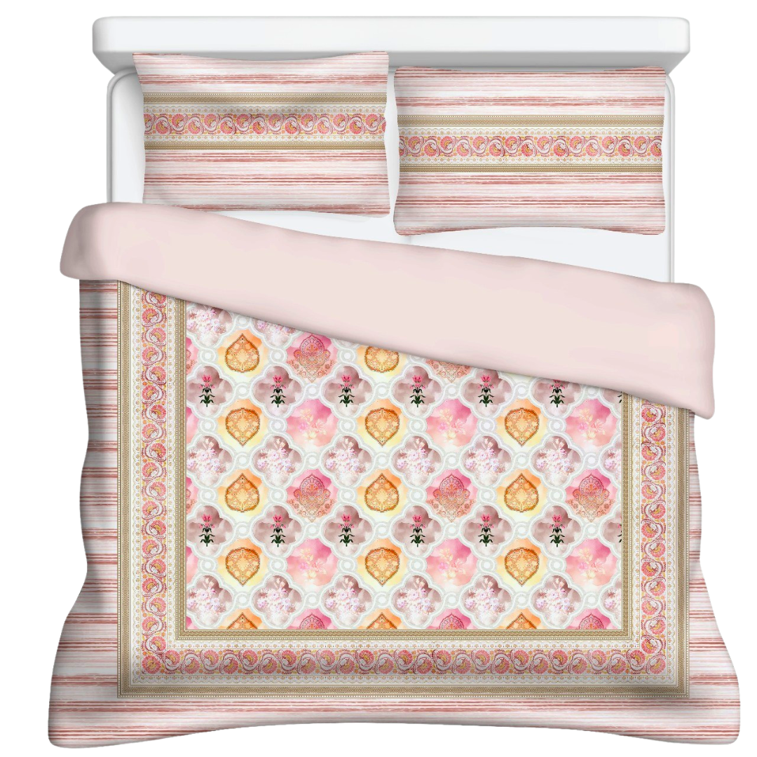 100% Cotton King bedsheet with 2 pillow covers - Luxury Pastel Elegance - Image 2