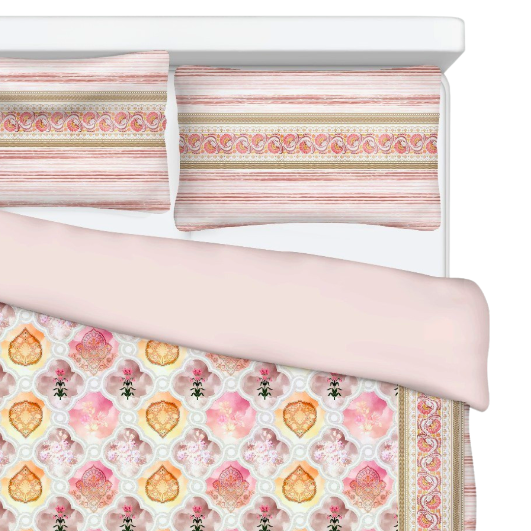 100% Cotton King bedsheet with 2 pillow covers - Luxury Pastel Elegance - Image 4