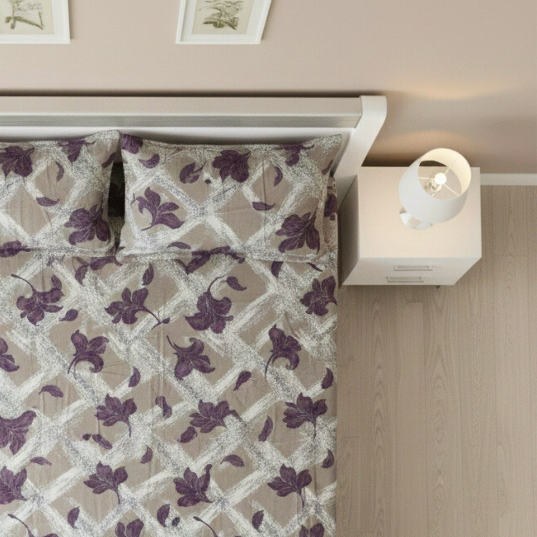 100% Cotton King bedsheet with 2 pillow covers - Falling Petals - Image 3