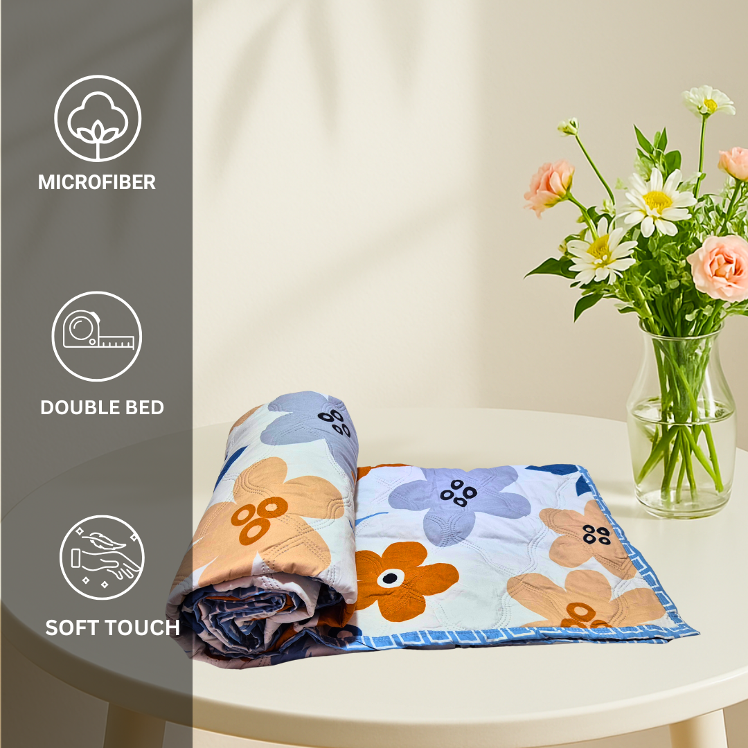 Microfiber Reversible All season Comforter Double bed - Blue Florals - Image 5