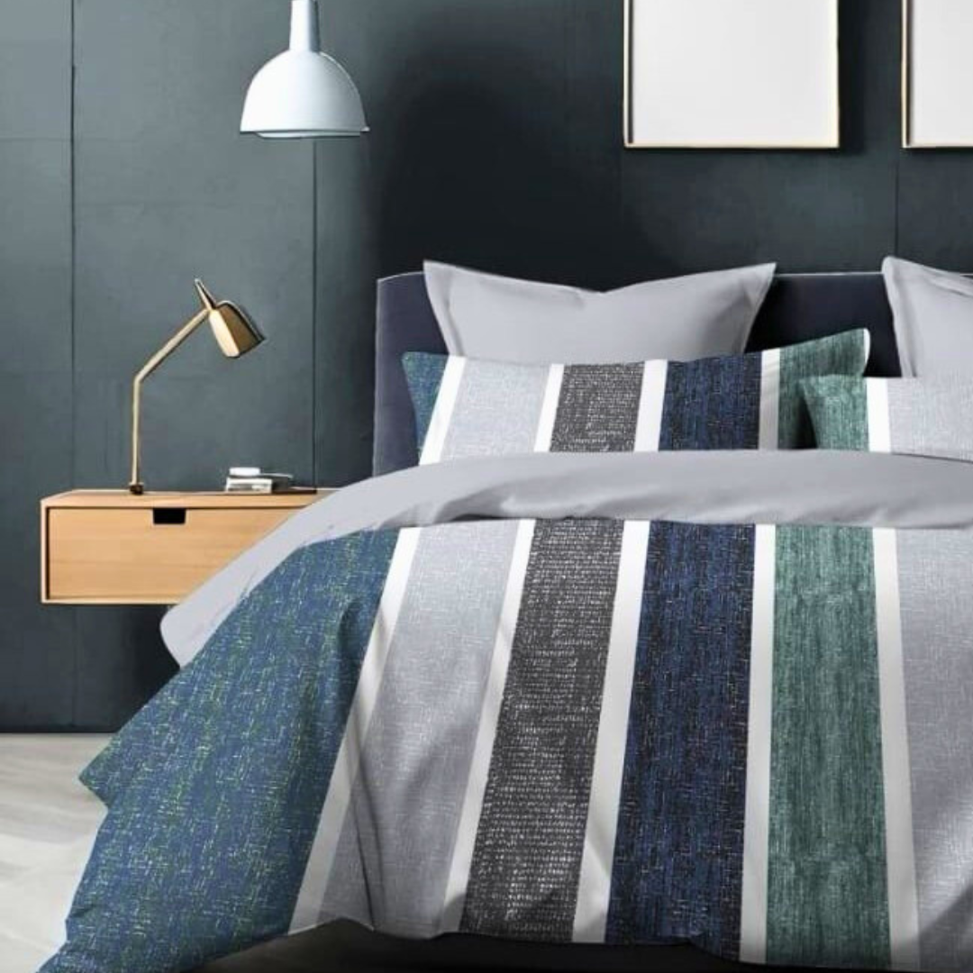100% Cotton Double bedsheet with 2 pillow covers - Signature Stripes - Image 2