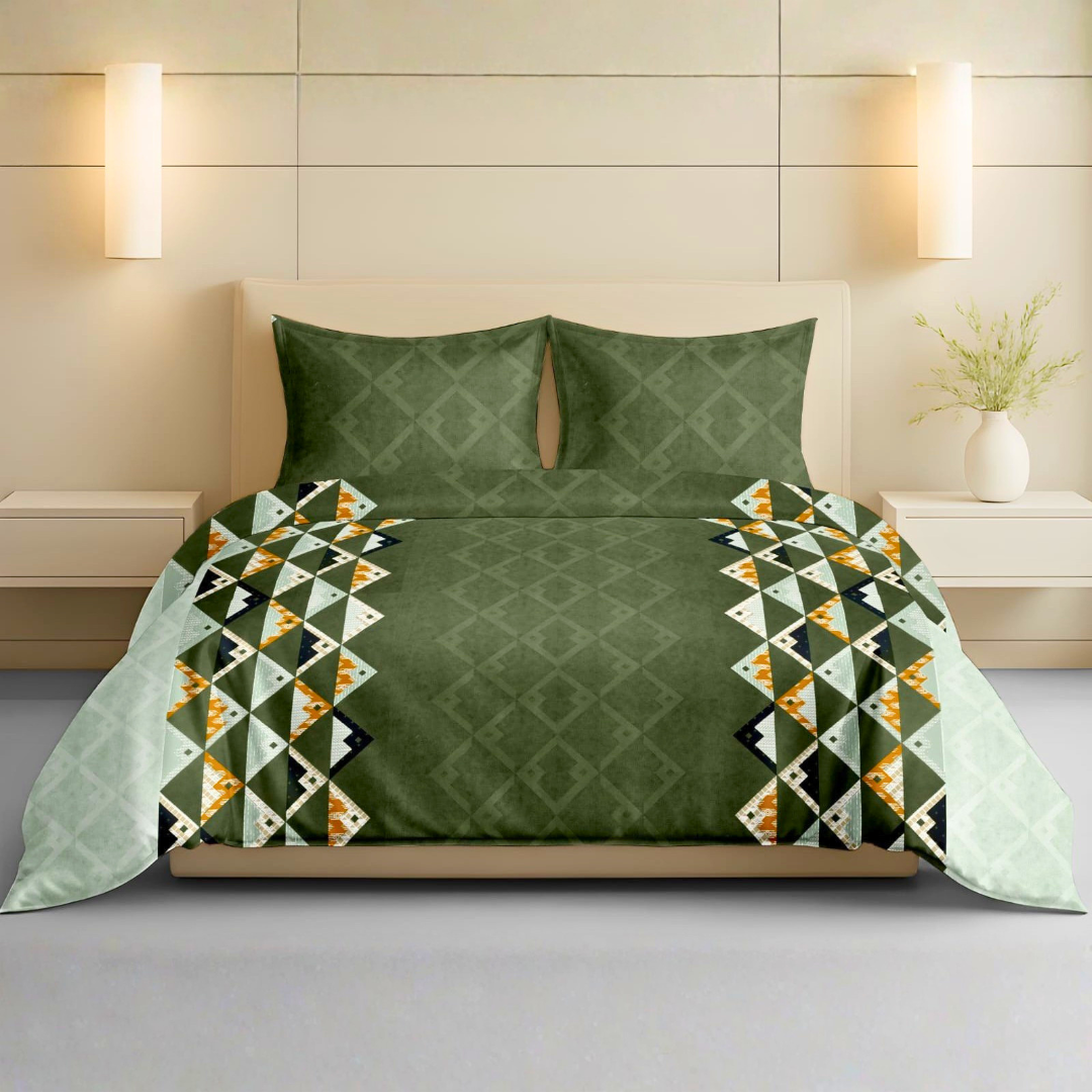 100% Cotton Super King bedsheet with 2 pillow covers - Diamond Dusk