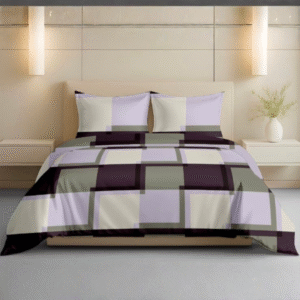 100% Cotton Double Bed bedsheet with 2 pillow covers - Lavender Mosaic
