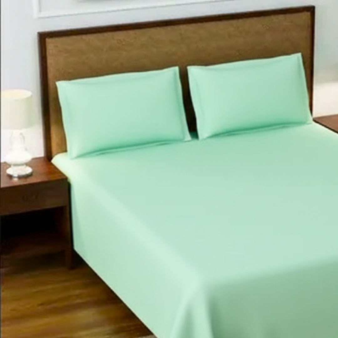 Cotton Double bedsheet with 2 pillow covers - Mint Green - Image 2
