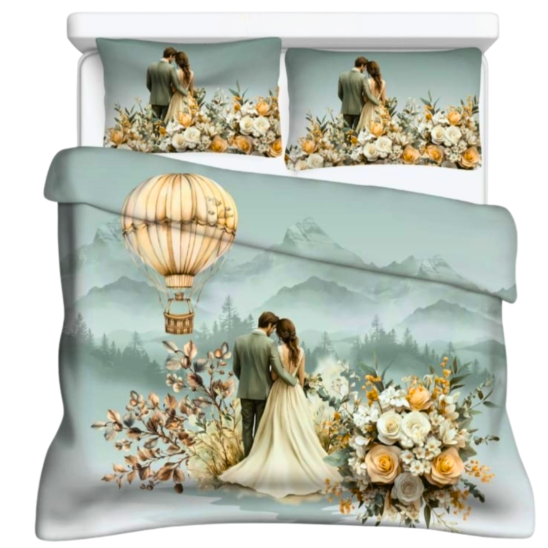 100% Cotton King bedsheet with 2 pillow covers - Season of Love