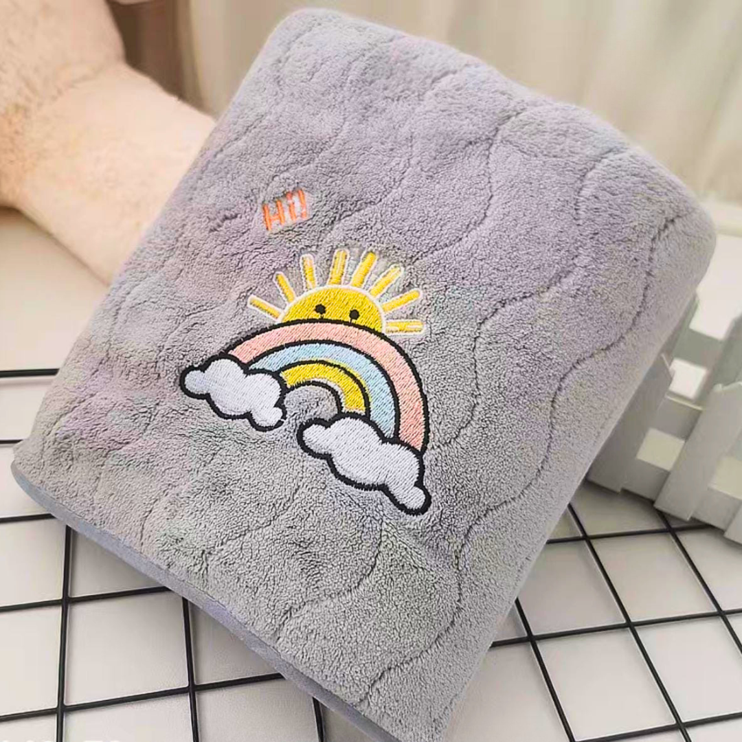 Premium Kids Bath Towel | Quick Drying - Monsoon Rainbow