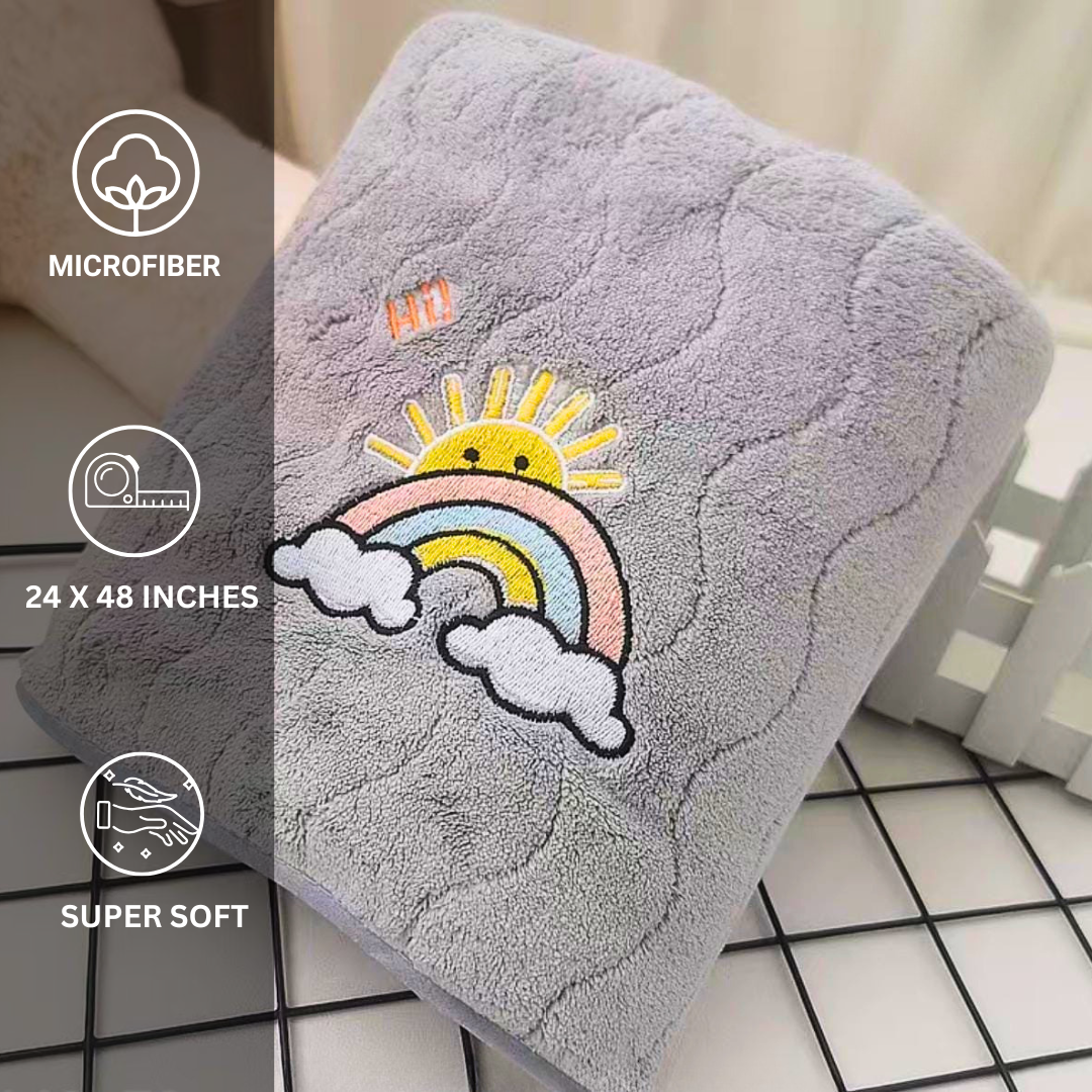 Premium Kids Bath Towel | Quick Drying - Monsoon Rainbow - Image 4