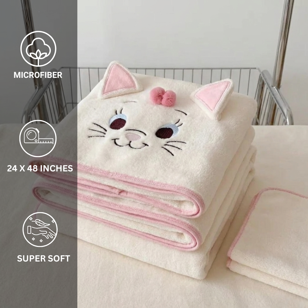 Premium Kids Bath Towel | Quick Drying - Furry White - Image 4