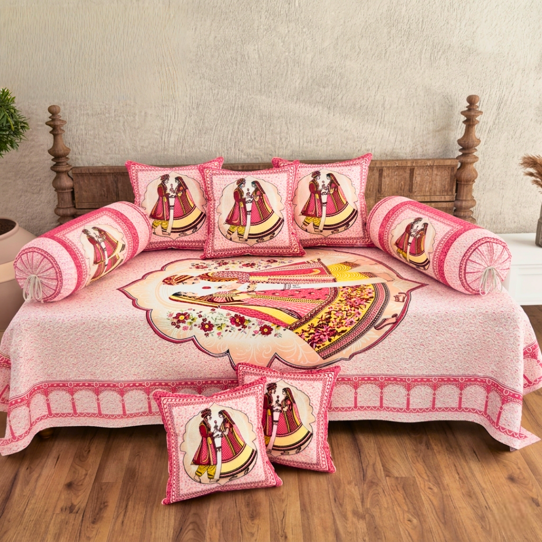 Pure Cotton Diwan Set of 6 (1+2+3) - Royal Charm