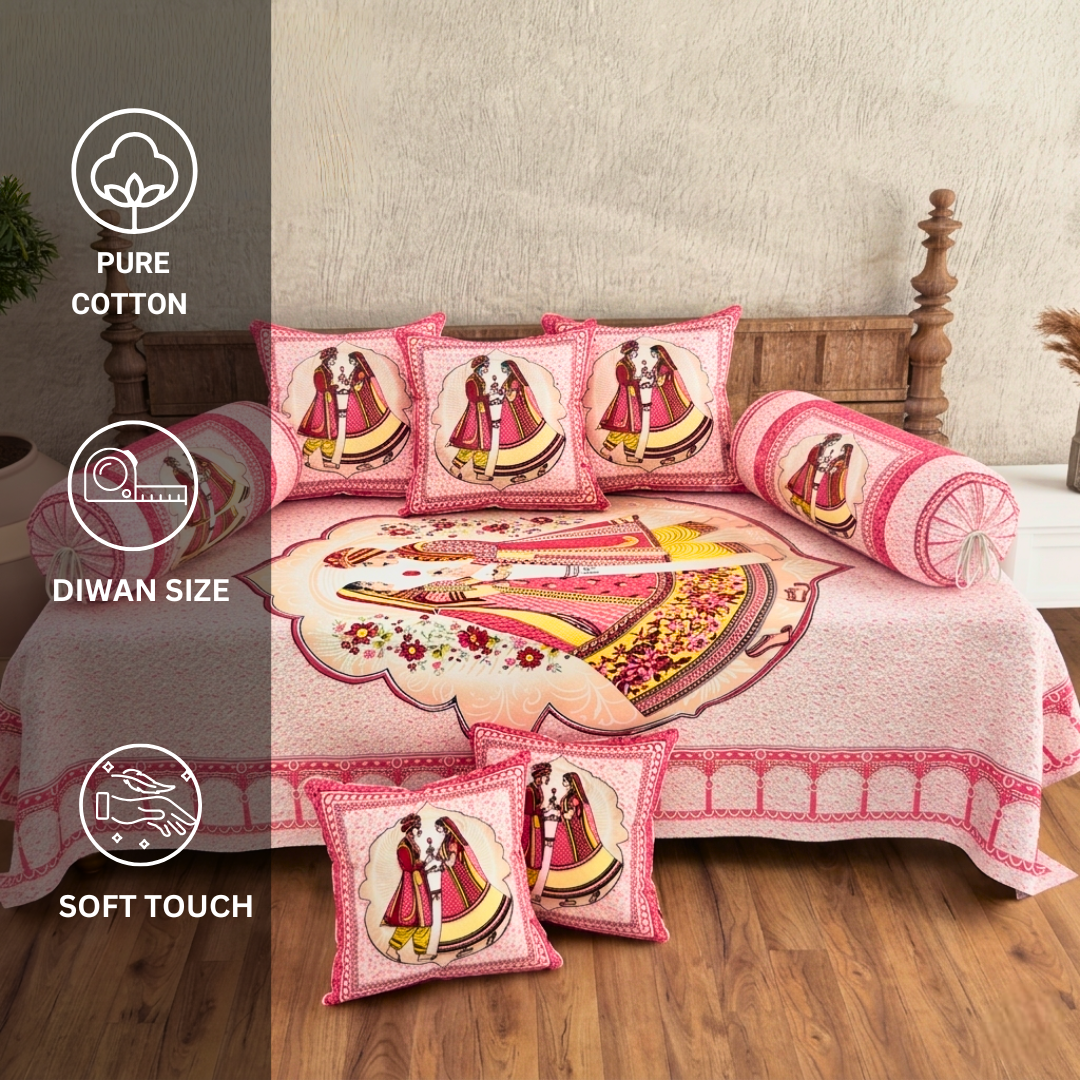 Pure Cotton Diwan Set of 6 (1+2+3) - Royal Charm - Image 5