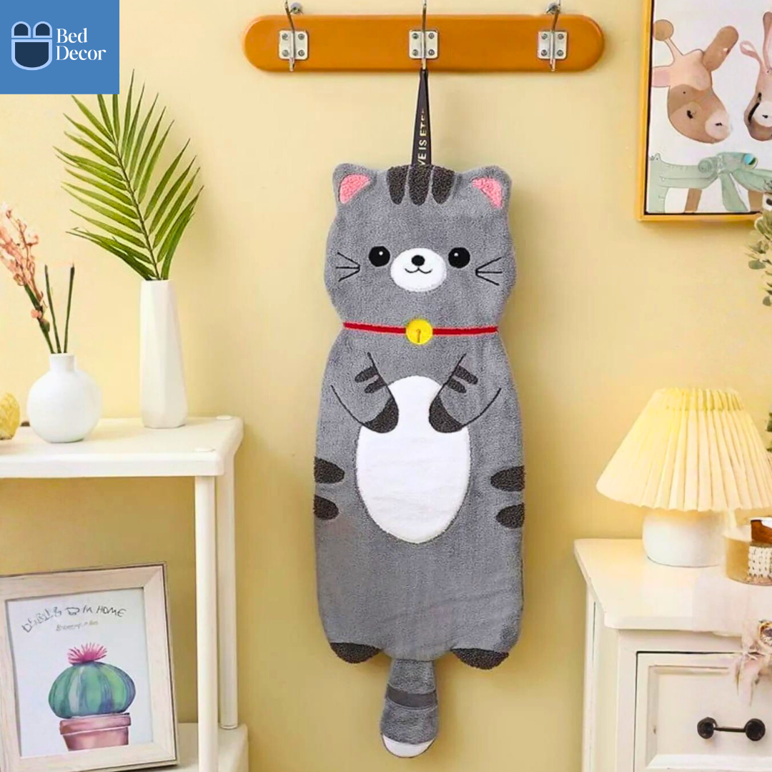 Decorative Cute Hanging Hand Towel - Pussy Cat