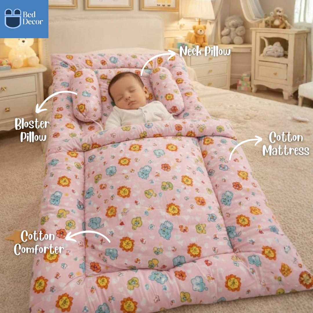 Pure Cotton Baby Bedding Set - Pink - Image 2