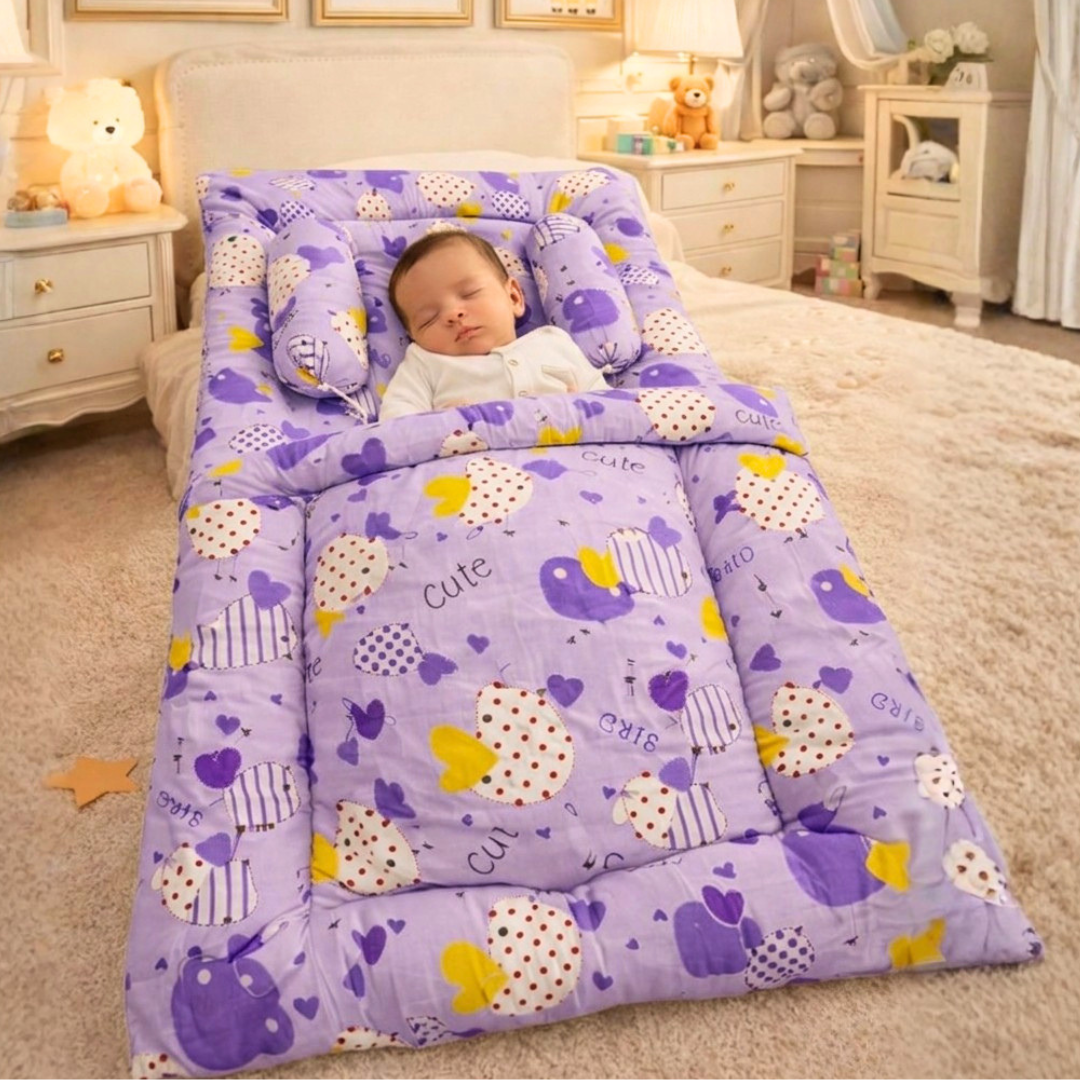 Pure Cotton Baby Bedding Set - Purple