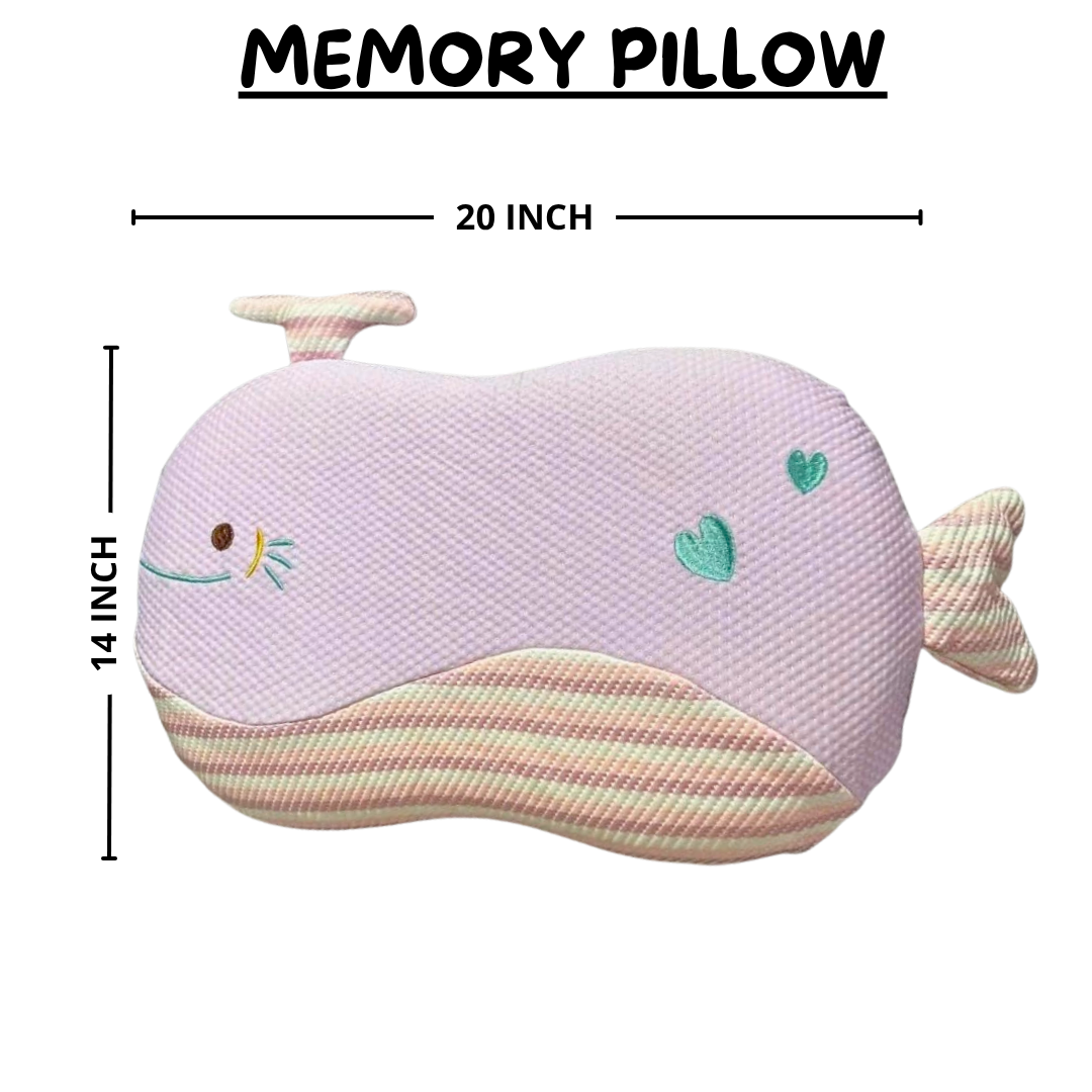 Premium Kids Fish Cut Memory Foam Pillow : Purple - Image 2