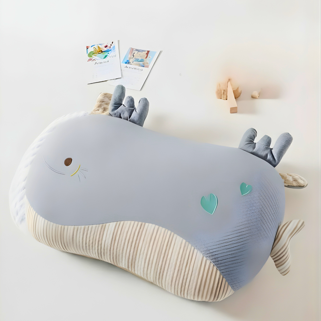 Premium Kids Fish Cut Memory Foam Pillow : Grey
