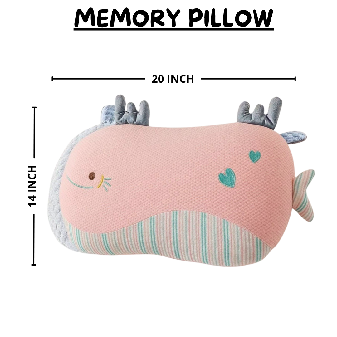 Premium Kids Fish Cut Memory Foam Pillow : Pink - Image 2