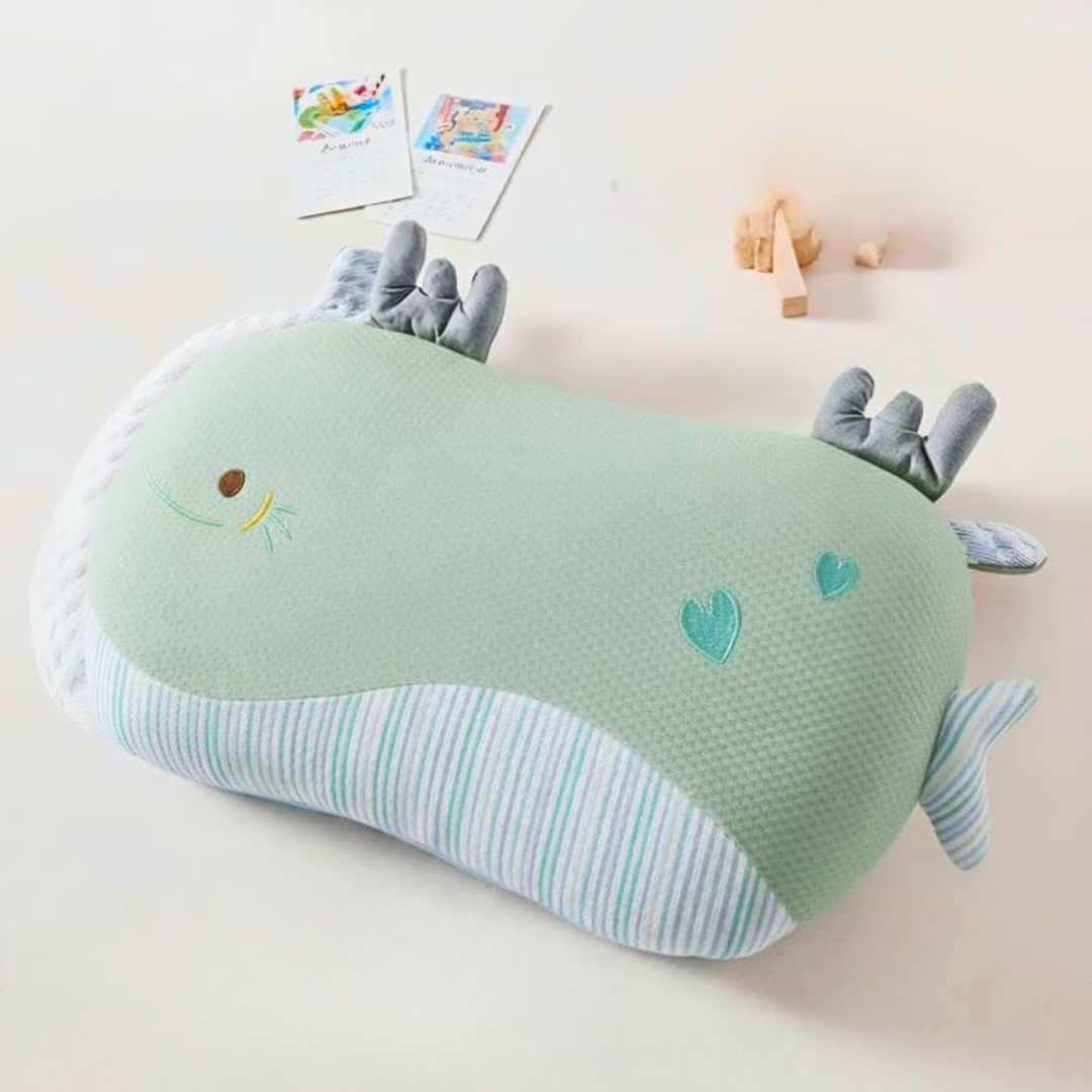 Premium Kids Fish Cut Memory Foam Pillow : Green