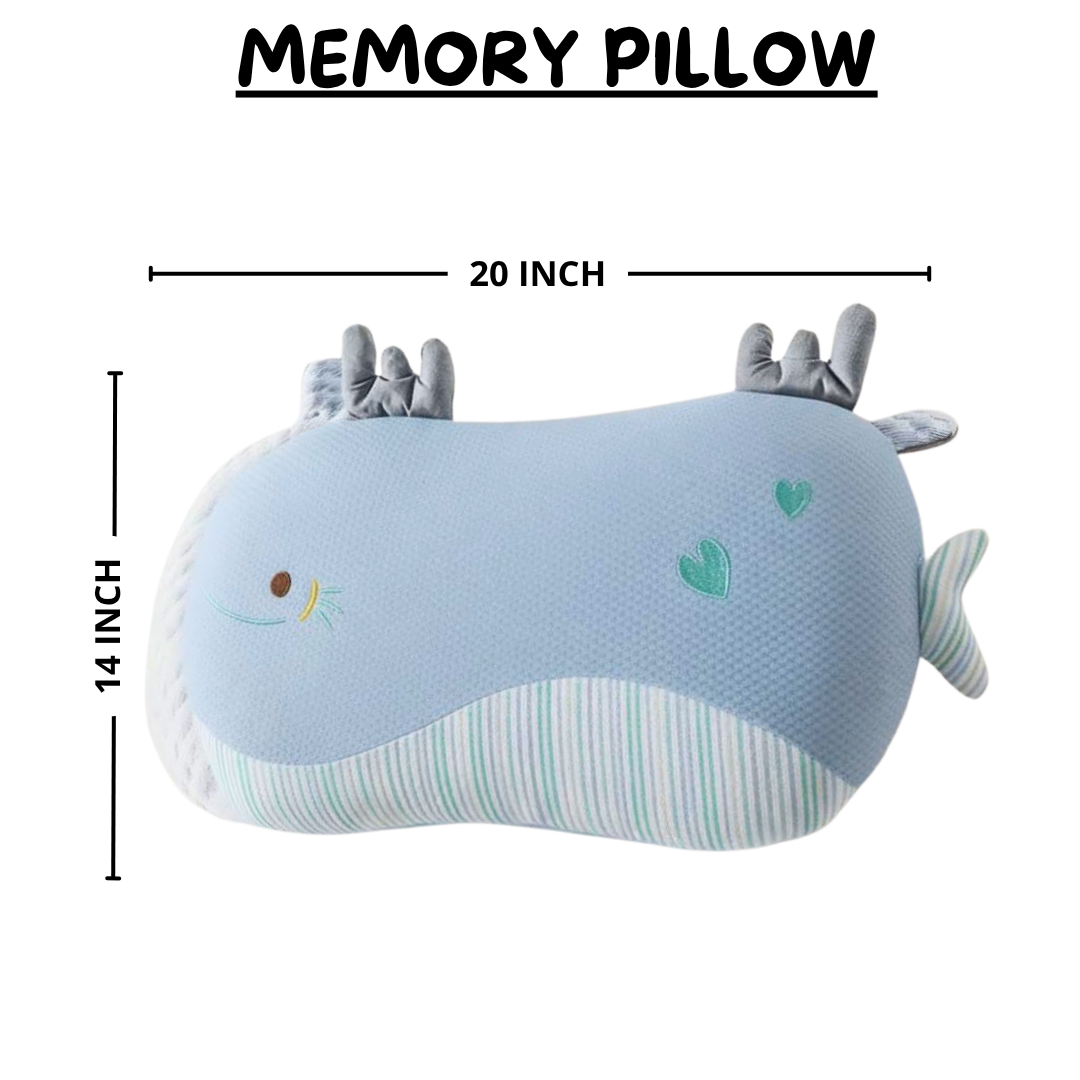 Premium Kids Fish Cut Memory Foam Pillow : Blue - Image 2