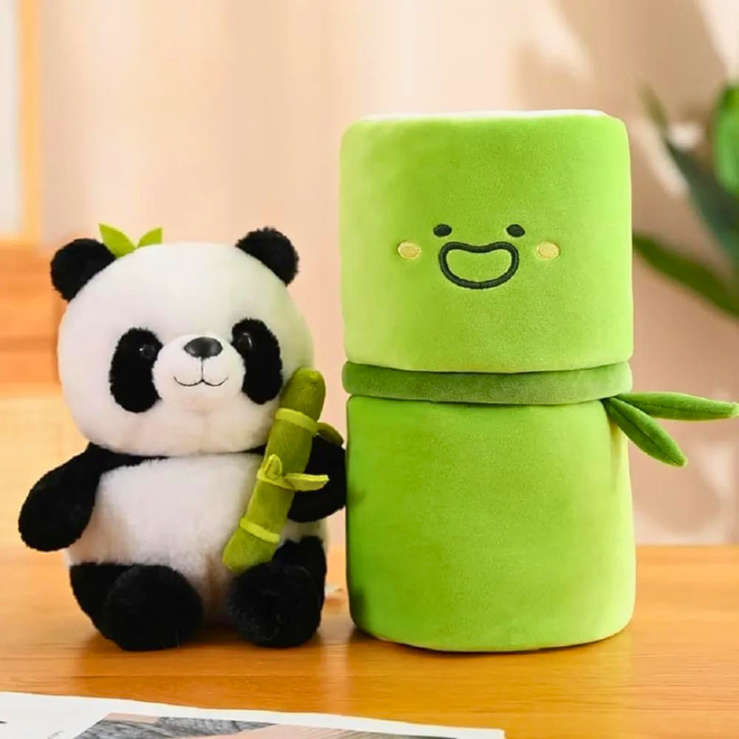 Cute Bamboo Panda Soft Toy With Bamboo Pod