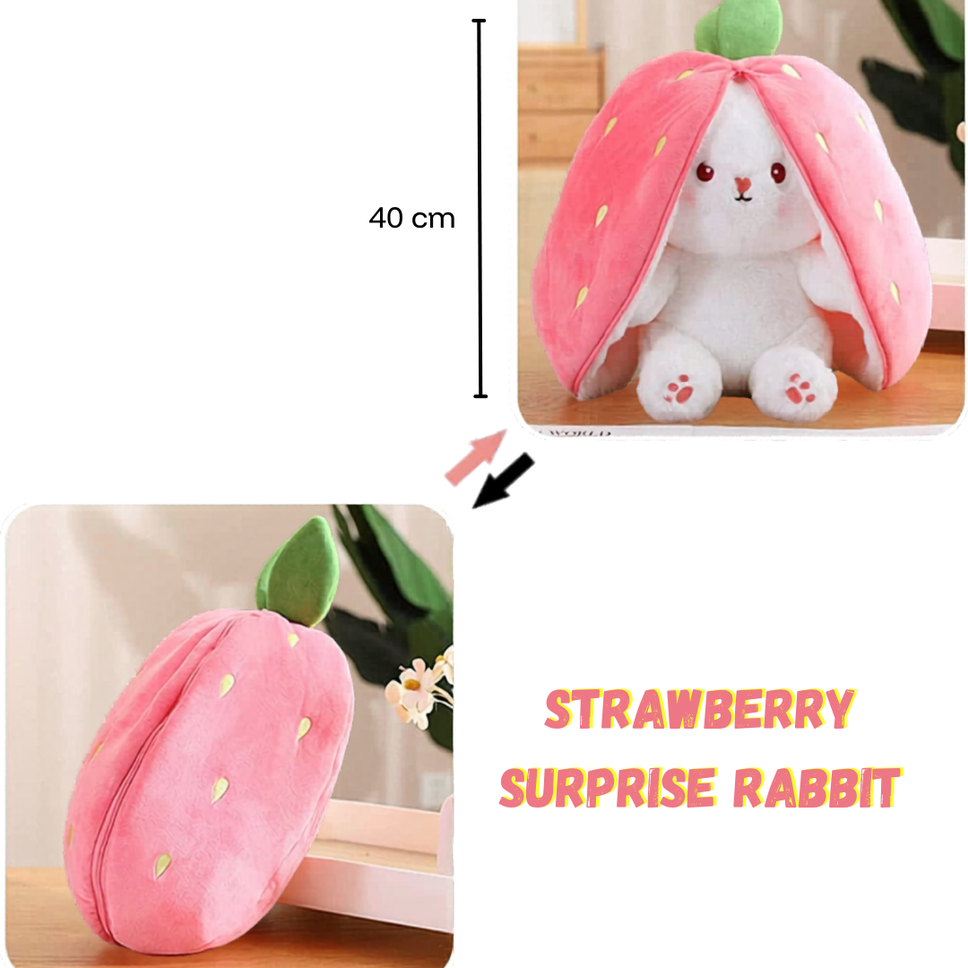 Reversible Strawberry Surprise Rabbit Soft Toy - Image 2