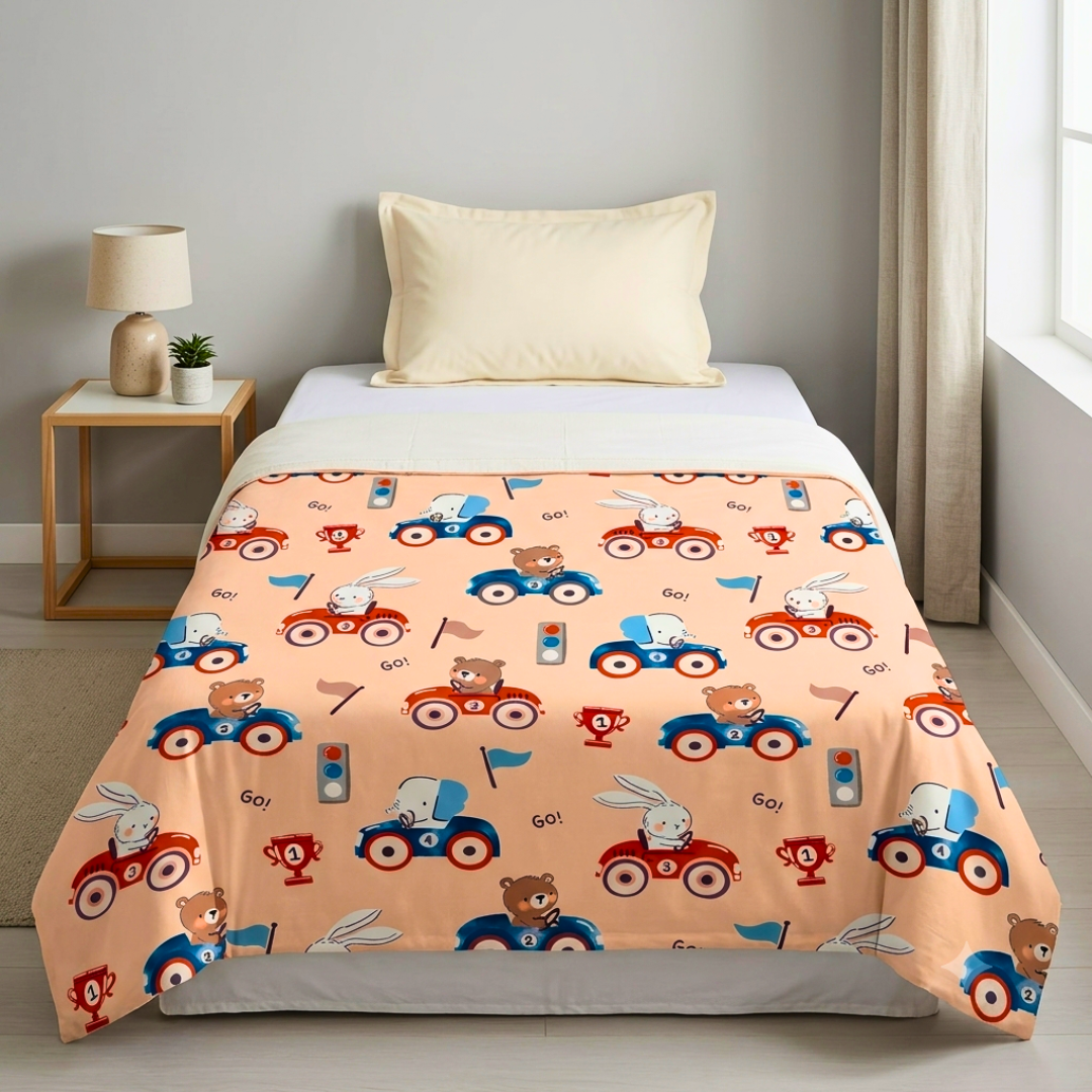 Cotton Plus Microfiber AC Dohar - Animal Car Race