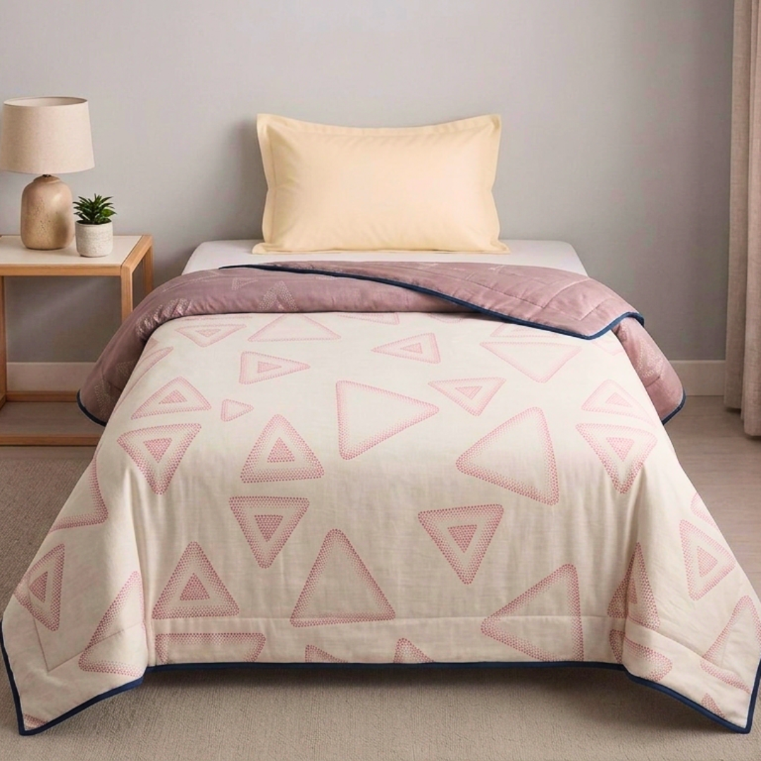 100% Cotton Reversible Single bed AC Dohar -  Blush Prism