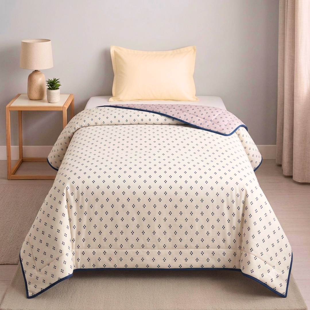 Pure Cotton Single Bed Dohar with Chain - Minimal lux